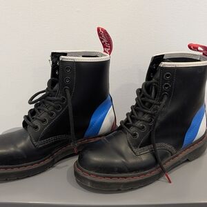 Dr. Martens Black Boots with Blue and White Accents